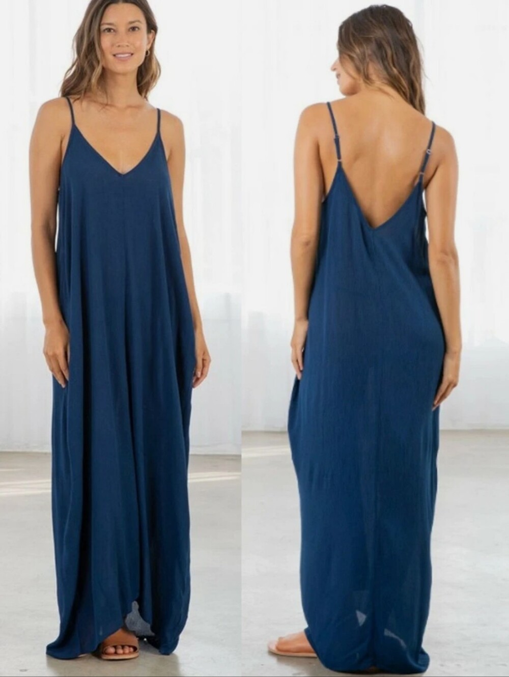 Love Stitch Mila Cocoon Maxi Dress Pacific Blue Size S/M Pockets